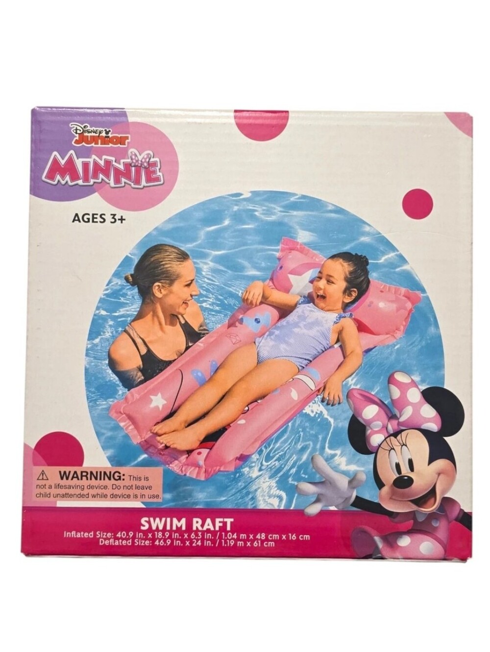 NEW Disney Jr Minnie Mouse Pink Inflatable Swim Raft Pool Float Bestway Swimming